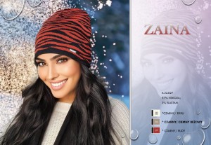 Czapka damska ZAINA; KAMEA, 04 czarny/beżowy