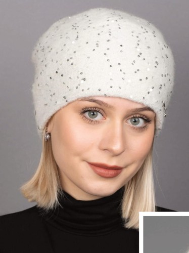 Ekskluzywna czapka TRESOR; VIZIO, ecru-srebro 2/26