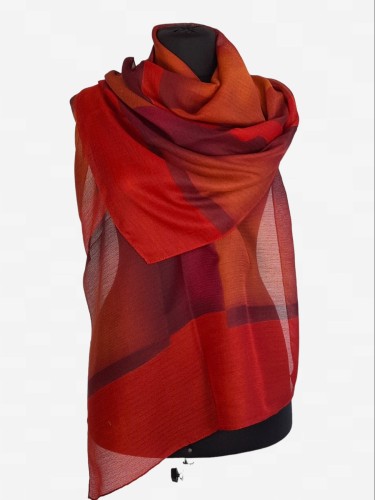 Lekki szal z poliestru bordowy