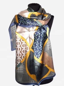 Ekskluzywny szal z naturalnego jedwabiu, z nadrukiem, 0022