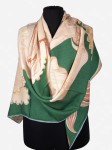 Ekskluzywna dwustronna duża chusta 130x130cm z delikatnej wełny z jedwabiem, WJ03