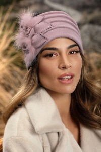 HAVA 540 - wełniana czapka damska; WILLI, róż pudrowy