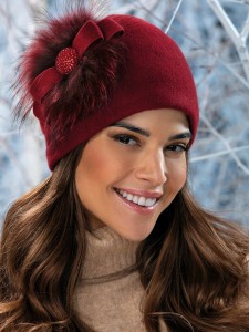 BAVARIA 144 - wełniana czapka damska; WILLI, bordowa