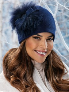 BAVARIA 161 - wełniana czapka damska; WILLI, granatowa