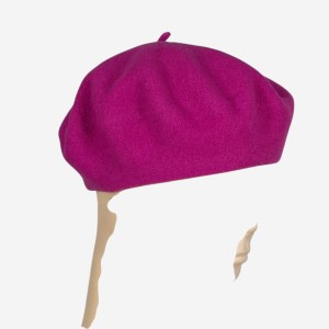 Klasyczny beret damski wełniany, fuksja