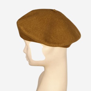 Klasyczny beret damski wełniany, musztardowy
