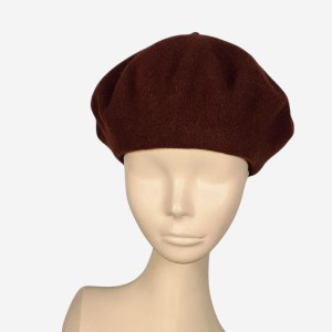 Klasyczny beret damski wełniany, brązowy