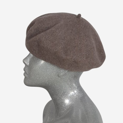 Beret wełniany w małym rozmiarze, beżowy melanż