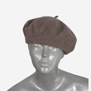 Beret wełniany w małym rozmiarze, beżowy melanż