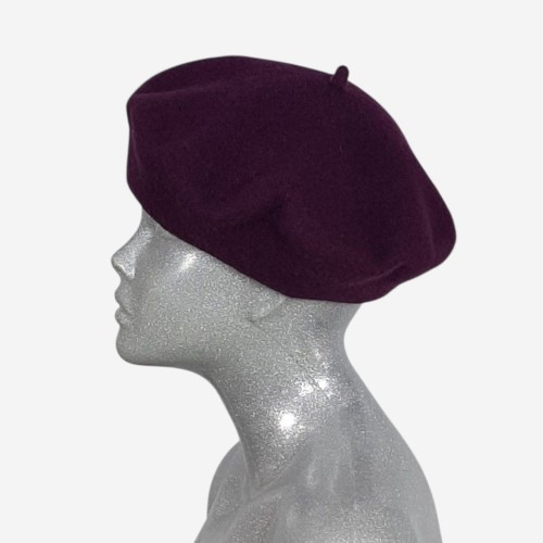 Beret wełniany w małym rozmiarze, ciemny fiolet/ bakłażan