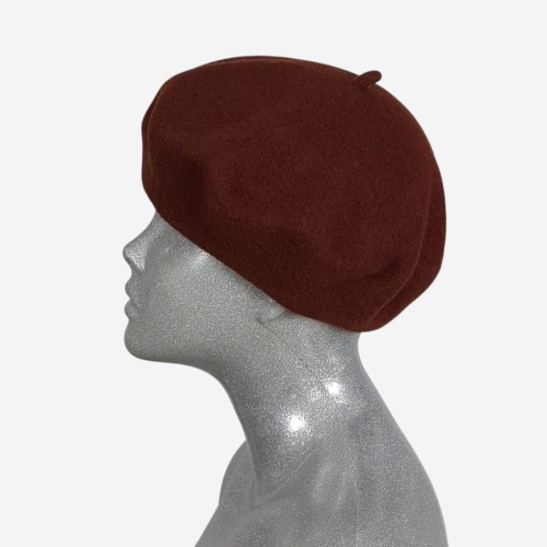 Beret wełniany w małym rozmiarze, brązowy