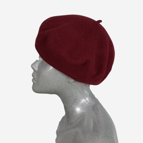Beret wełniany w małym rozmiarze, bordowy