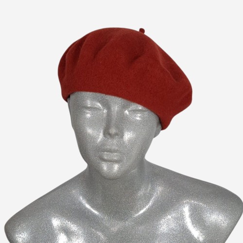 Beret wełniany w małym rozmiarze, ceglasty