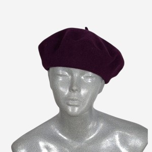 Beret wełniany w małym rozmiarze, ciemny fiolet/ bakłażan