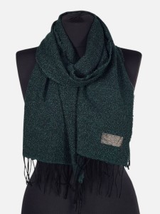 Szalik z tkaniny boucle, butelkowa zieleń