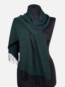 Szalik z tkaniny boucle, butelkowa zieleń