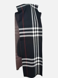 Szalik z mięsistej dzianiny, czarny w kratkę, unisex