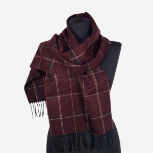 Klasyczny szalik w kratkę, bordowy, unisex