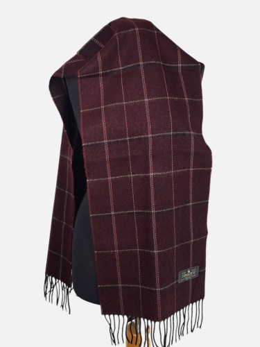 Klasyczny szalik w kratkę, bordowy, unisex