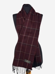 Klasyczny szalik w kratkę, bordowy, unisex