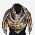 Ekskluzywna chusta 106x106cm z naturalnego jedwabiu 0089, ręcznie wykończona