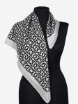 Apaszka z delikatnego cienkiego jedwabiu 65x65cm, 10, czarny wzór na szarym tle