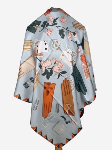 Apaszka chustka 90x90cm z dość grubego jedwabiu, AD05, ręcznie wykończona