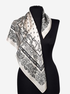 Jedwabna apaszka damska 66x66cm, 0095, ecru