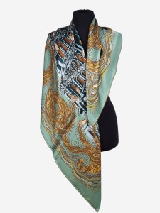 Duża, ekskluzywna chusta z naturalnego jedwabiu, D097