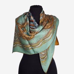 Duża, ekskluzywna chusta z naturalnego jedwabiu, D097