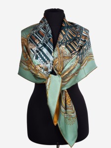 Duża, ekskluzywna chusta z naturalnego jedwabiu, D097