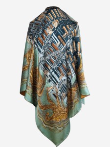 Duża, ekskluzywna chusta z naturalnego jedwabiu, D097