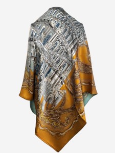 Duża, ekskluzywna chusta z naturalnego jedwabiu, D097