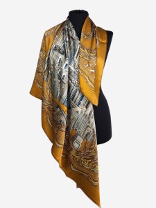 Duża, ekskluzywna chusta z naturalnego jedwabiu, D097