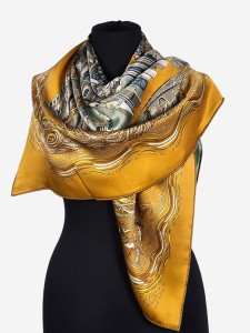 Duża, ekskluzywna chusta z naturalnego jedwabiu, D097