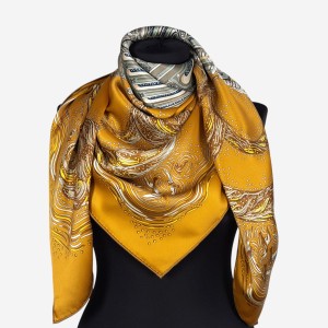 Duża, ekskluzywna chusta z naturalnego jedwabiu, D097