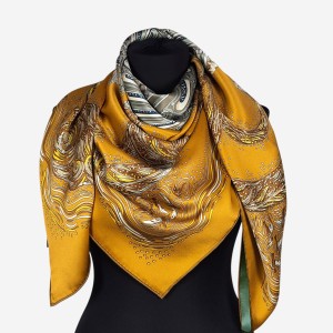 Duża, ekskluzywna chusta z naturalnego jedwabiu, D097