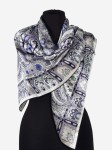 Ekskluzywna chusta 106x106cm z naturalnego jedwabiu 0079, ręcznie wykończona 