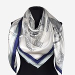 Ekskluzywna chusta 106x106cm z naturalnego jedwabiu 0078, ręcznie wykończona 