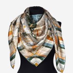 Ekskluzywna chusta 106x106cm z naturalnego jedwabiu 0076, ręcznie wykończona