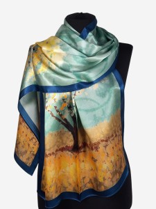 Szal 55x170cm z naturalnego jedwabiu z nadrukiem 00094
