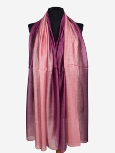 Elegancki szal wizytowy cieniowany, różowy z burgundem
