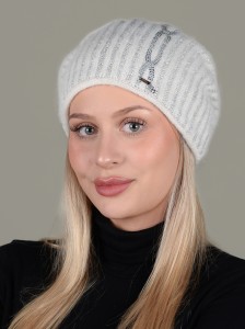 Ekskluzywna czapka damska TRCCIA; VIZIO, 02-ecru