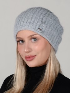 Ekskluzywna czapka damska TRECCIA; VIZIO, 03-jasno szara
