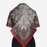 Gawroszka 53x53cm z naturalnego jedwabiu, G027, drobne wzorki z paisley z granatem i czerwienią