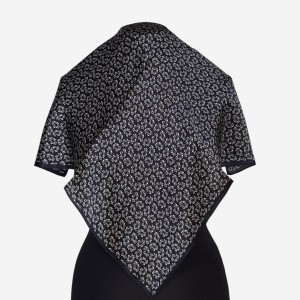 Jedwabna gawroszka apaszka, G024, drobne wzorki paisley, ciemny granat